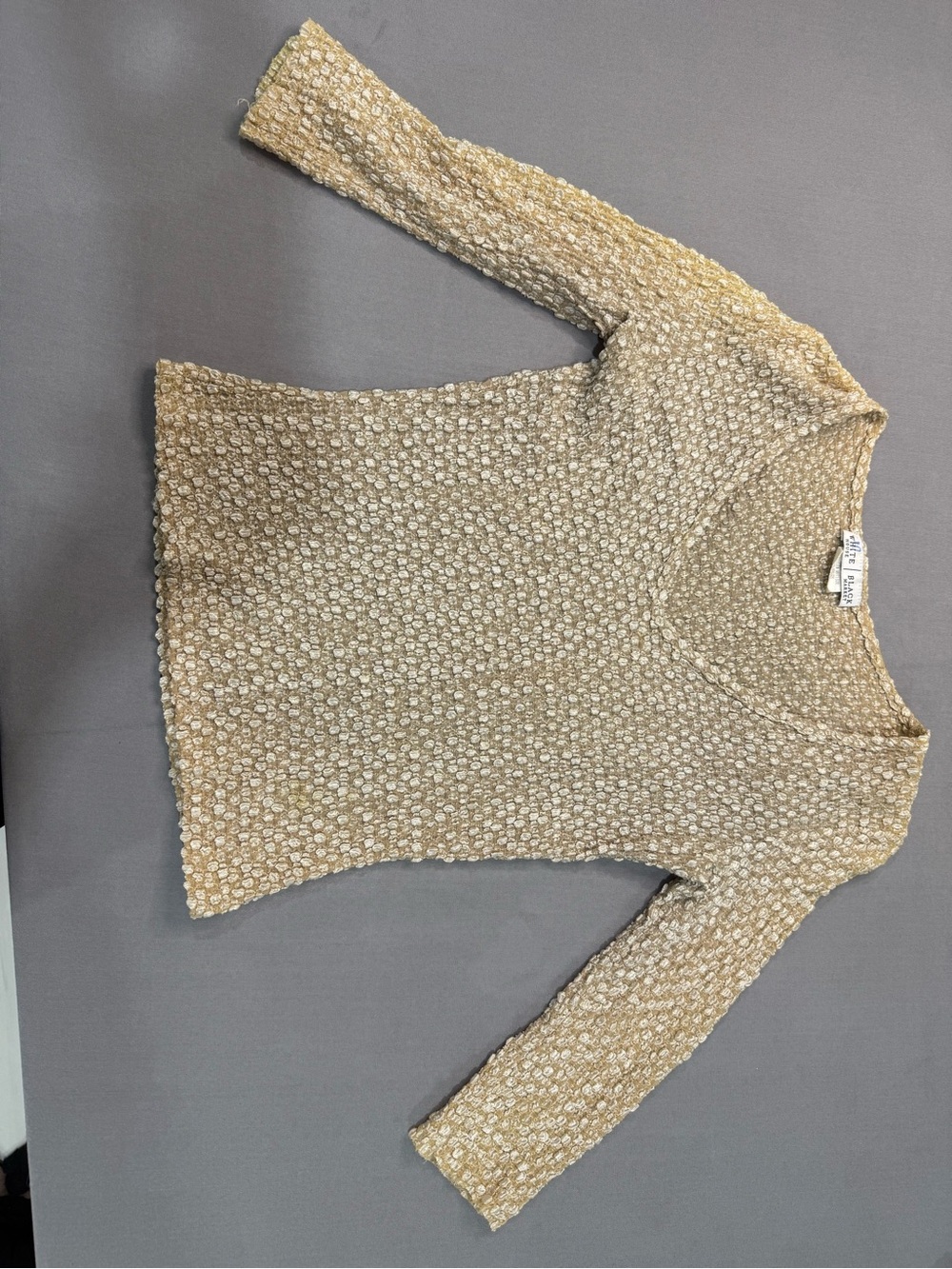 White House Black Market Women's Beige Textured V-Neck Pullover Sweater M #107
